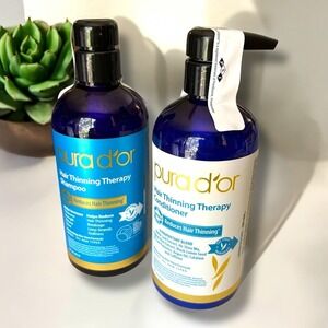 PURA D'OR Dor Hair Thinning Therapy Shampoo & Conditioner Organic 16oz Hair Loss